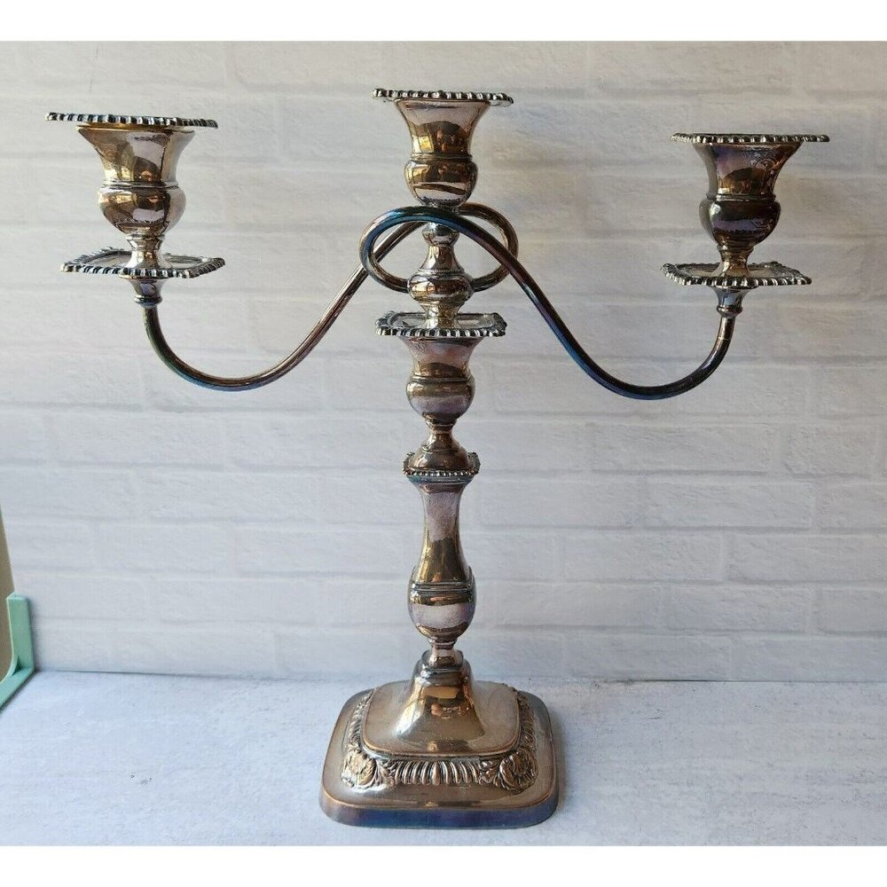 Vtg International Lord Robert Silver SILVERPLATE Come Apart 3 Light Candelabras - Picture 10 of 10